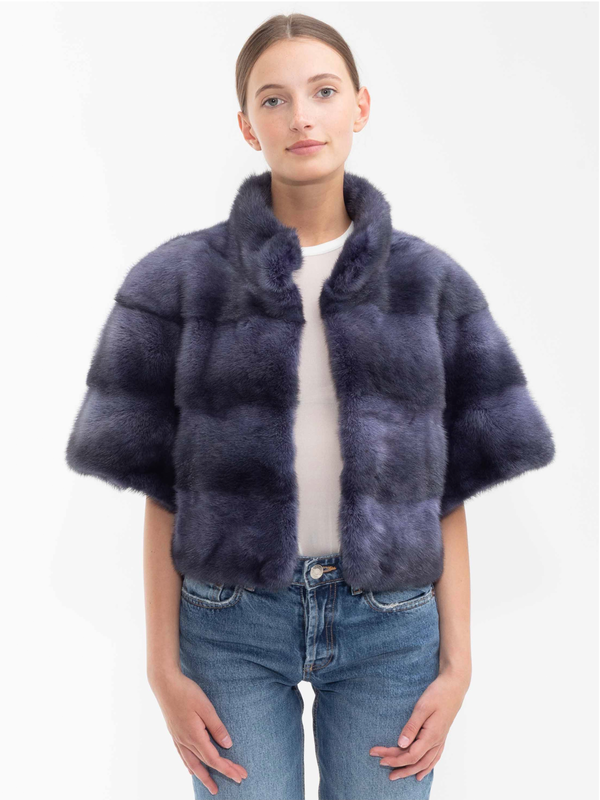 Beige Frida Bolero Midnight Blue cropped-mink-bolero Coat S,M,L (Ships 2-3 weeks after purchase is made) L.Cuppini