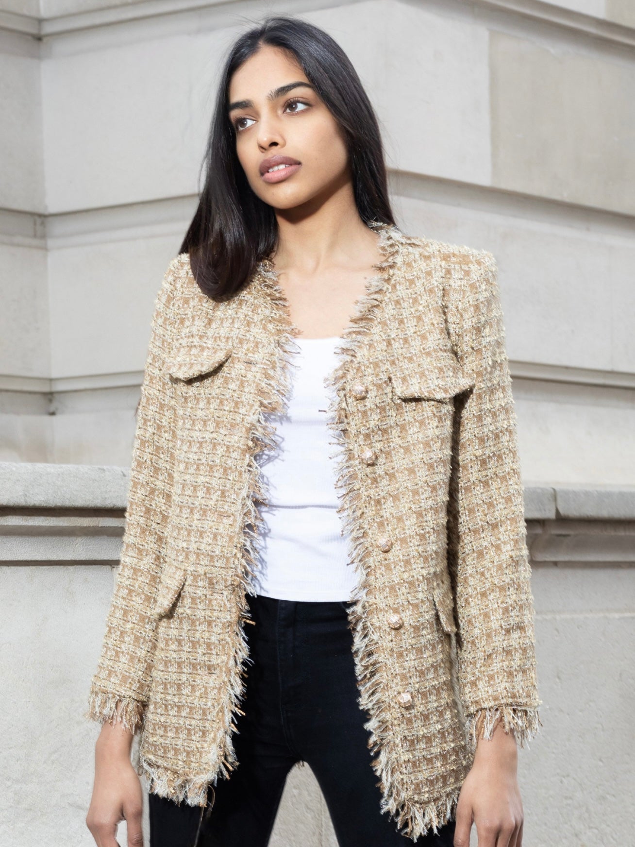 Blair Gold Tweed Blazer – L.Cuppini