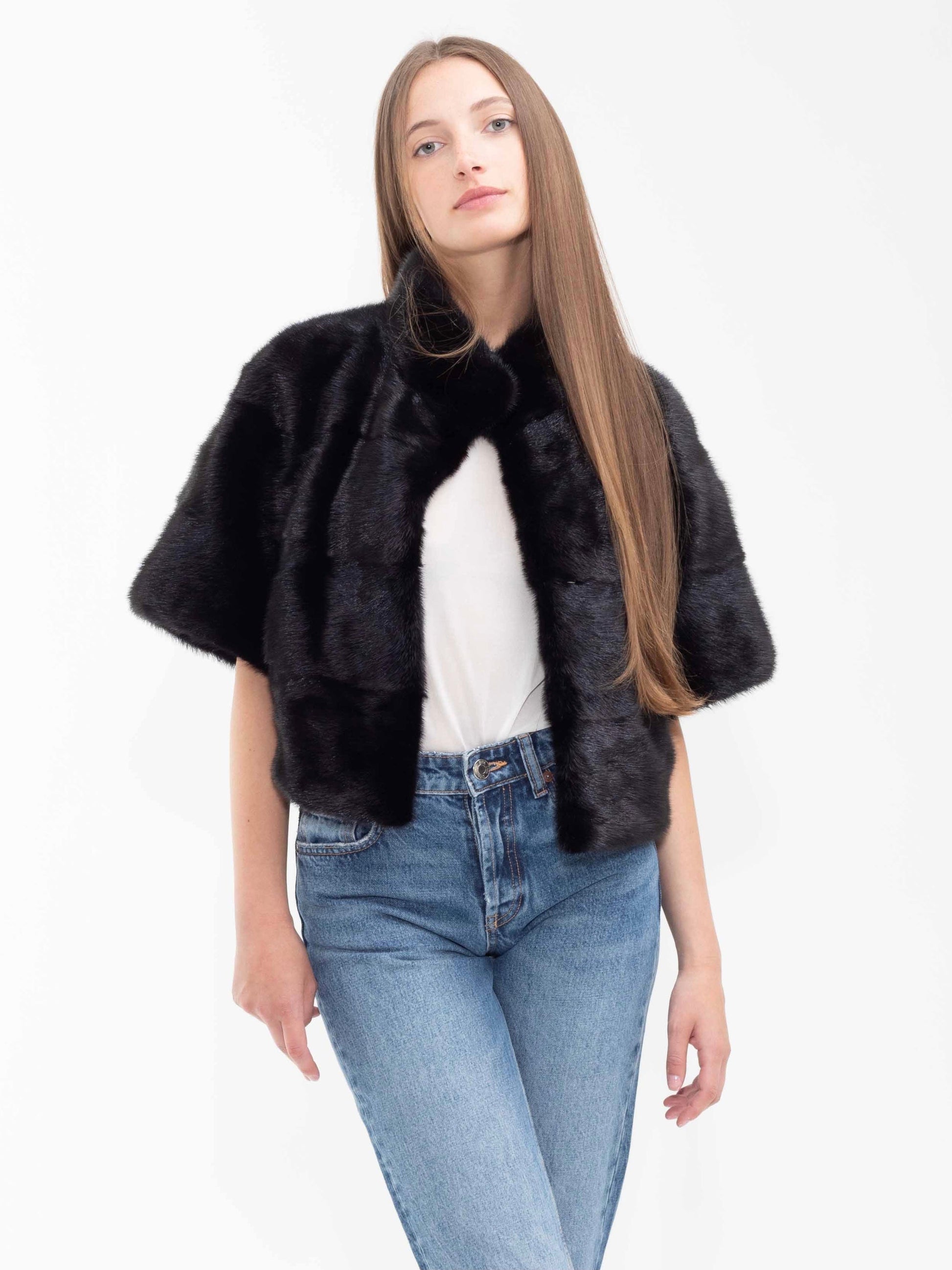 White Smoke Frida Bolero Black copy-of-frida-mink-bolero-black Coat S,M,L (Ships 2-3 weeks after purchase is made) L.Cuppini