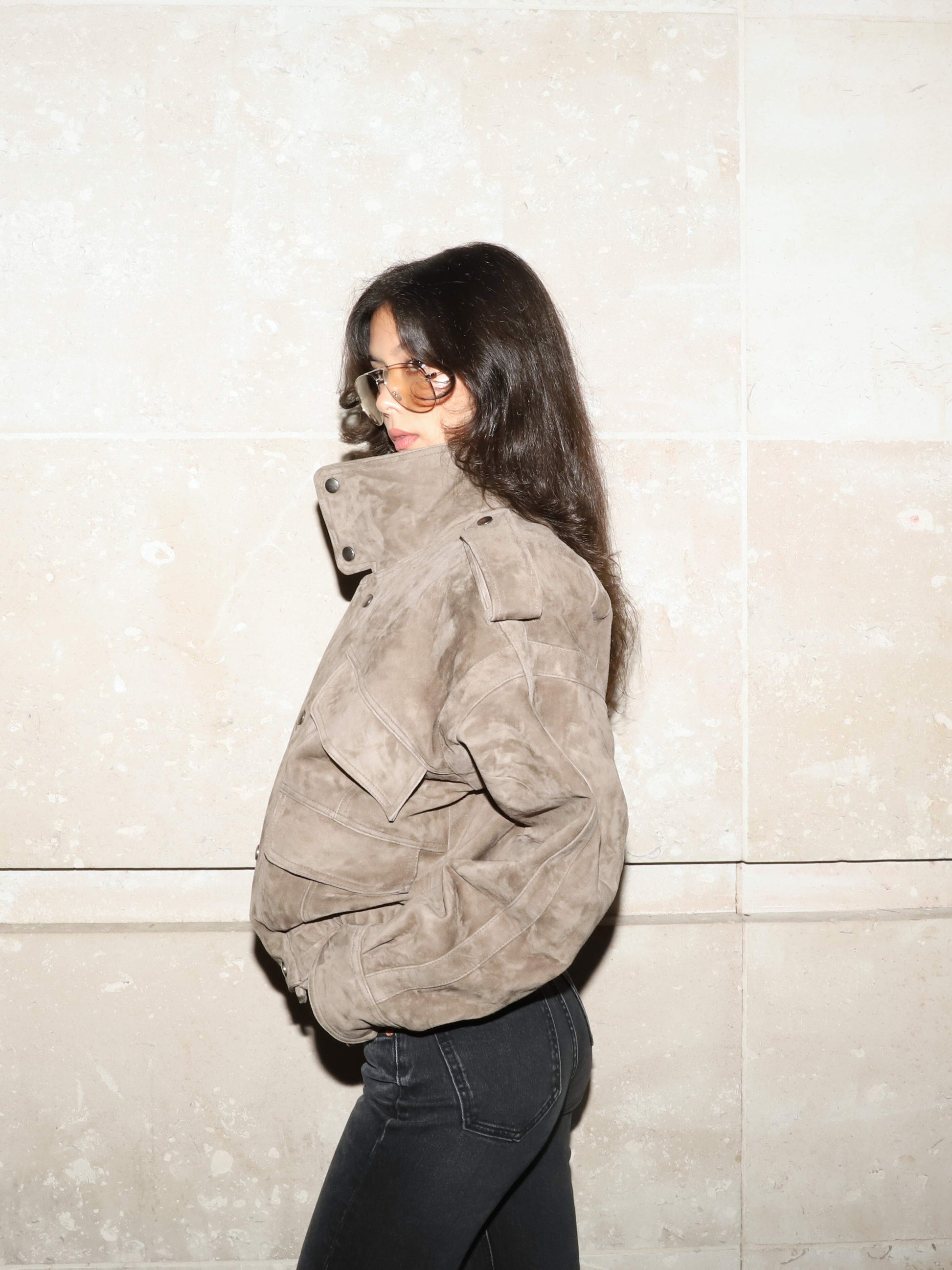 Light Gray The Rosie Suede Biker Jacket the-rosie-suede-biker-jacket S,M,L L.Cuppini