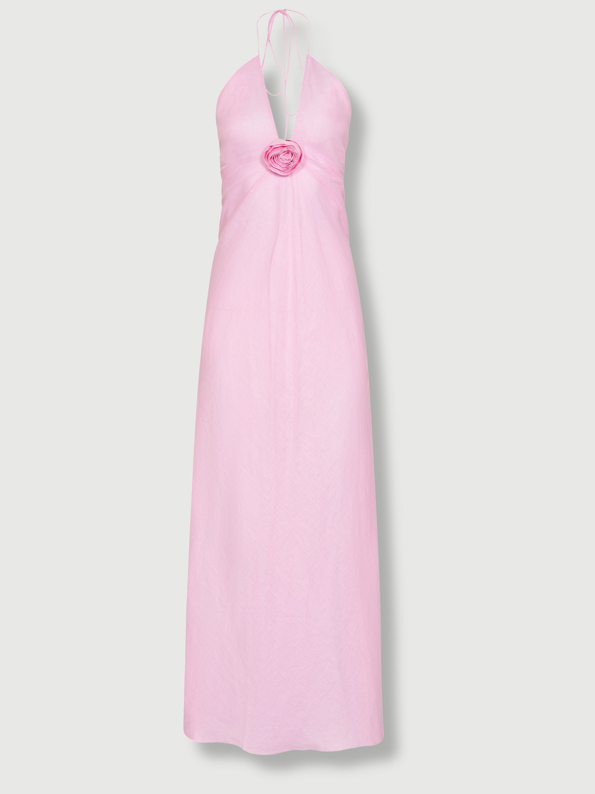Athena Linen Maxi Dress Pink