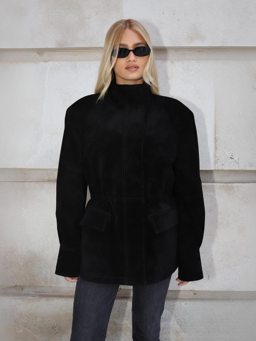 The Hailey Suede Jacket Black