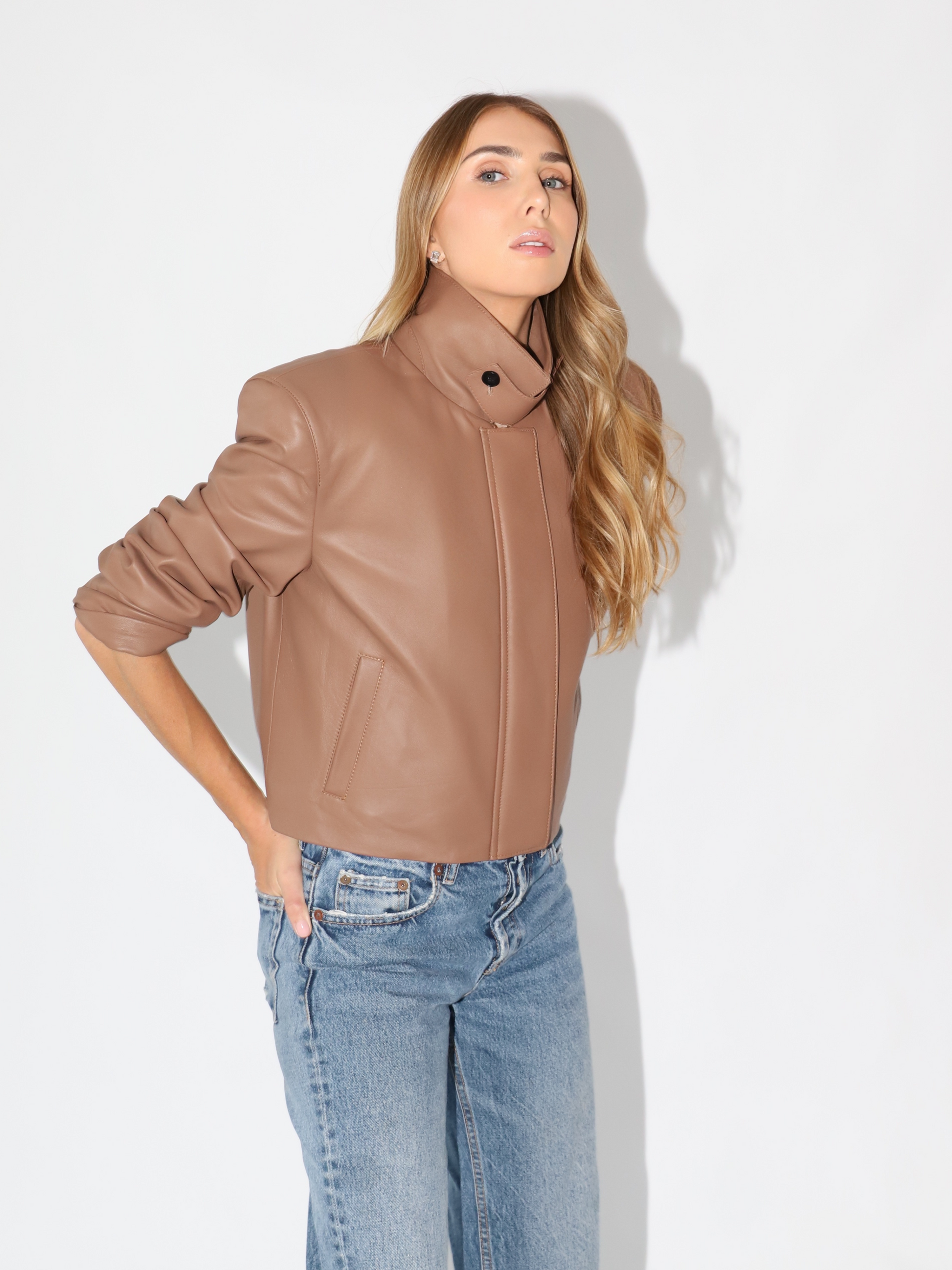 Antique White The Mindy Leather Jacket Brick the-mindy-leather-jacket-brick S,M,L L.Cuppini