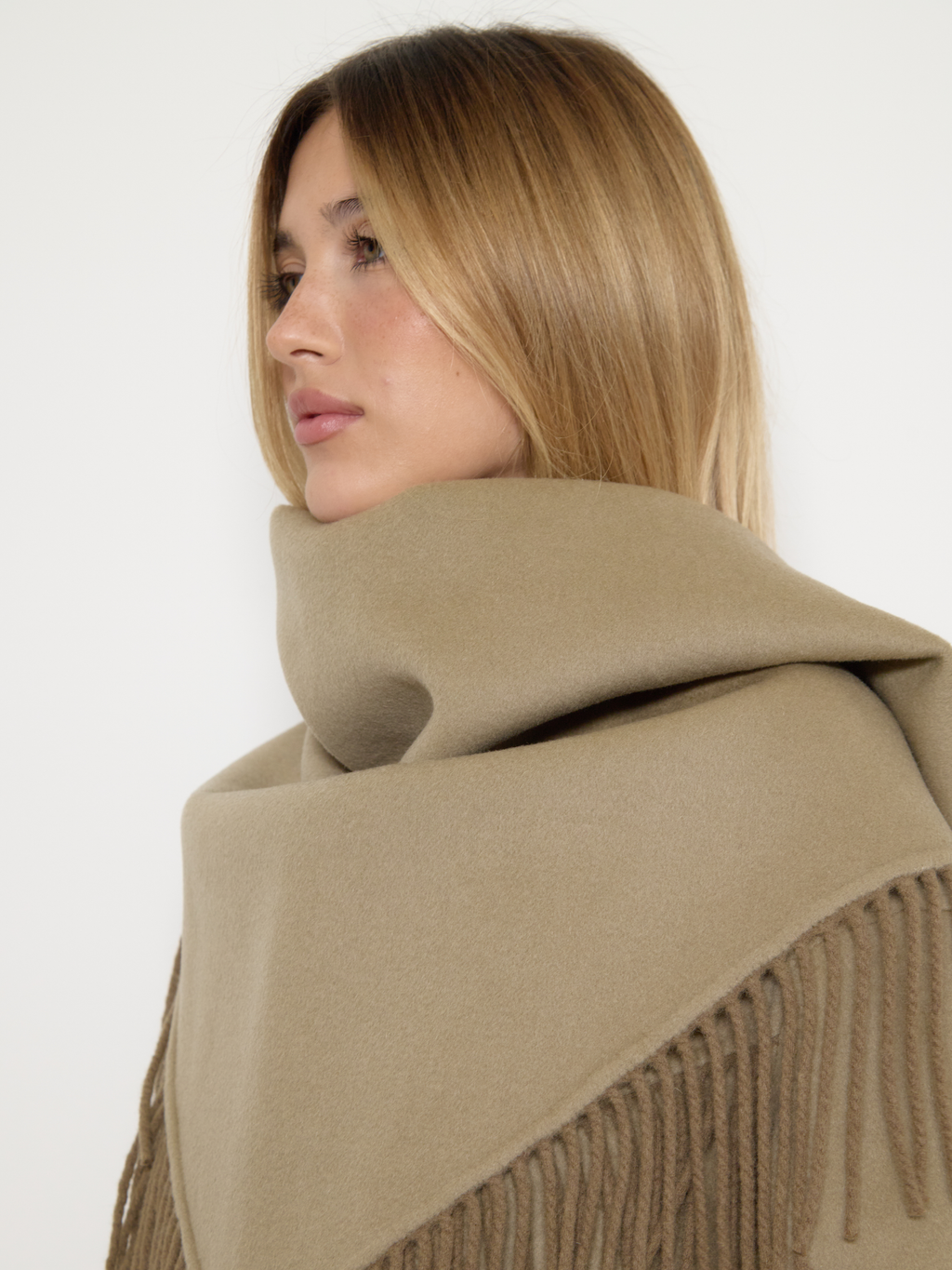 The Beth Fringe Scarf Khaki Olive