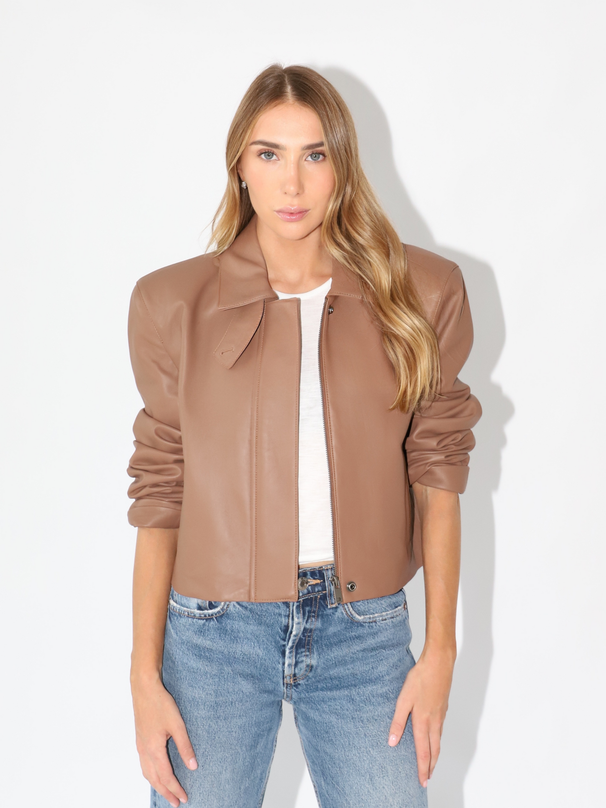 Antique White The Mindy Leather Jacket Brick the-mindy-leather-jacket-brick S,M,L L.Cuppini