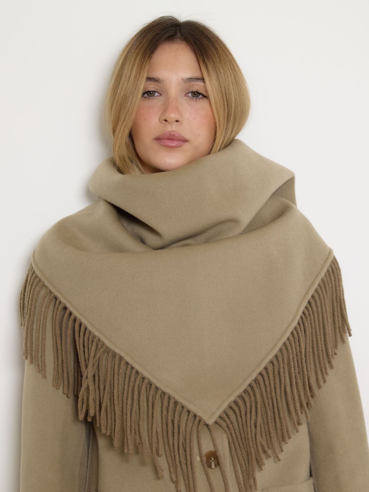 The Beth Fringe Scarf Khaki Olive