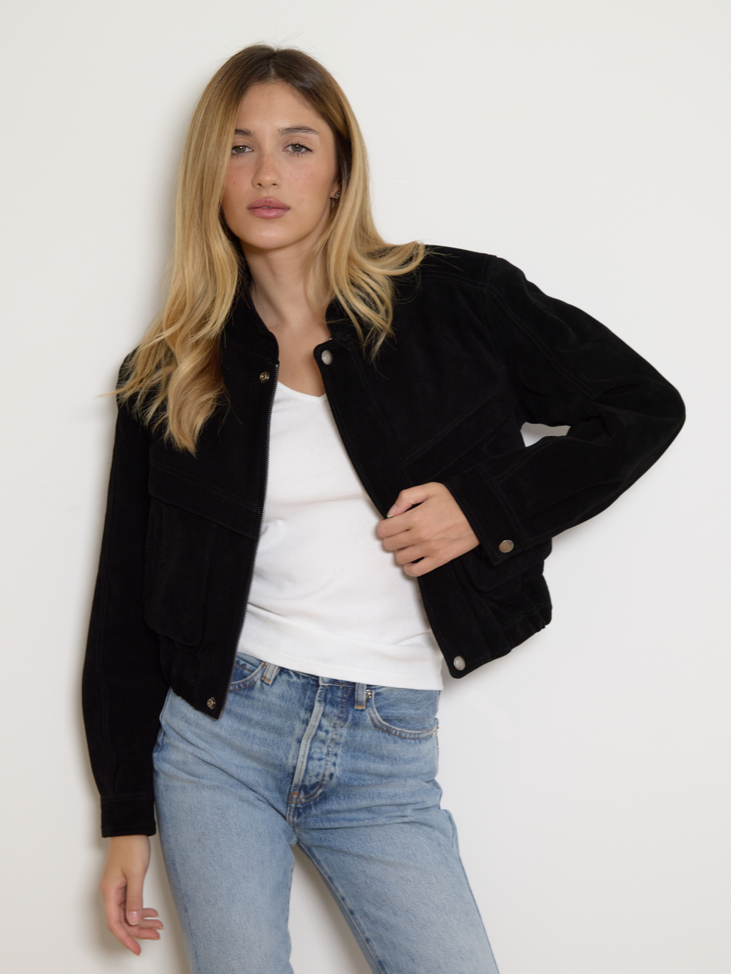 The Becky Suede Jacket Black x Amelia Liana