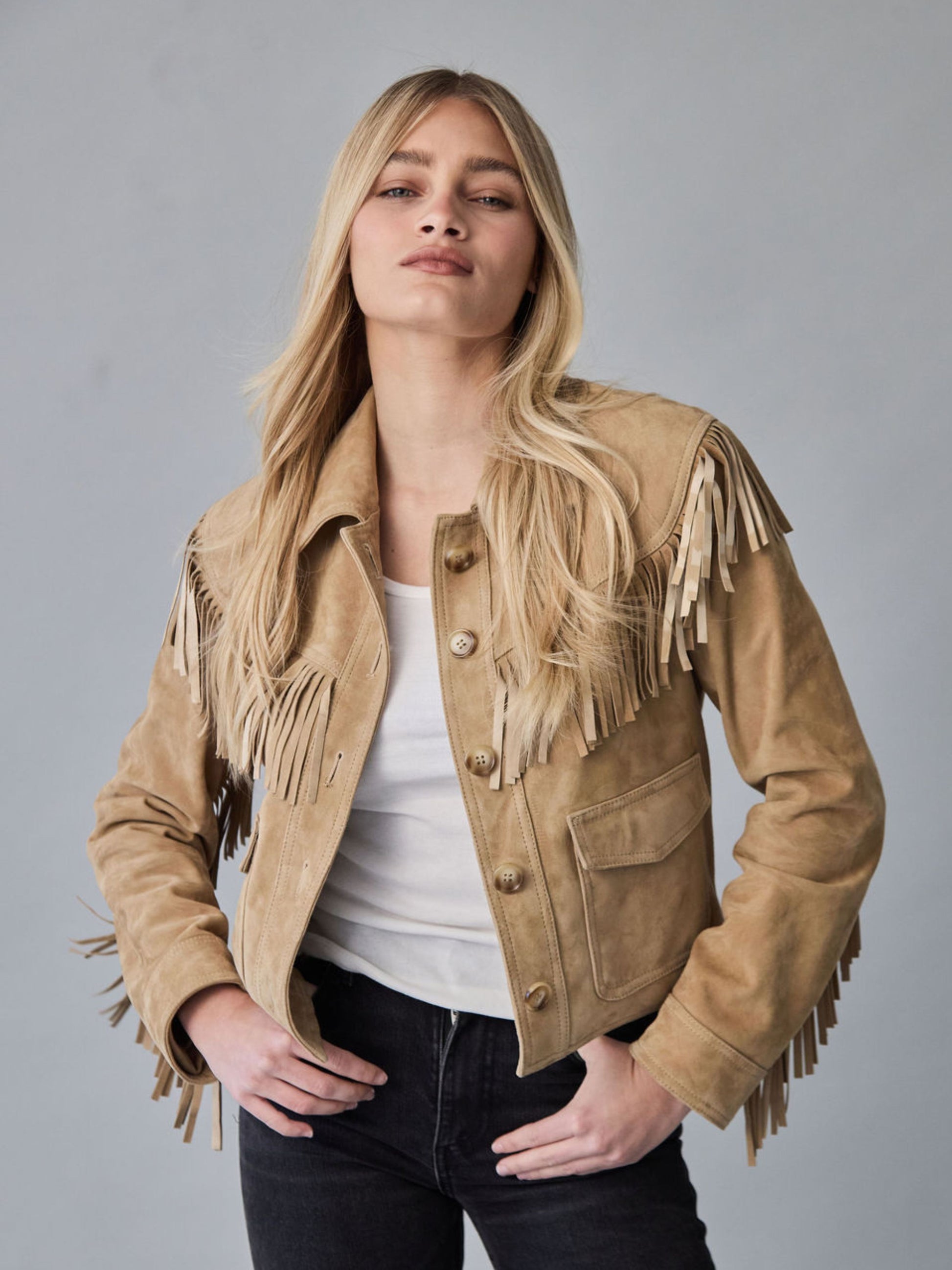 The Delilah Suede Jacket Beige