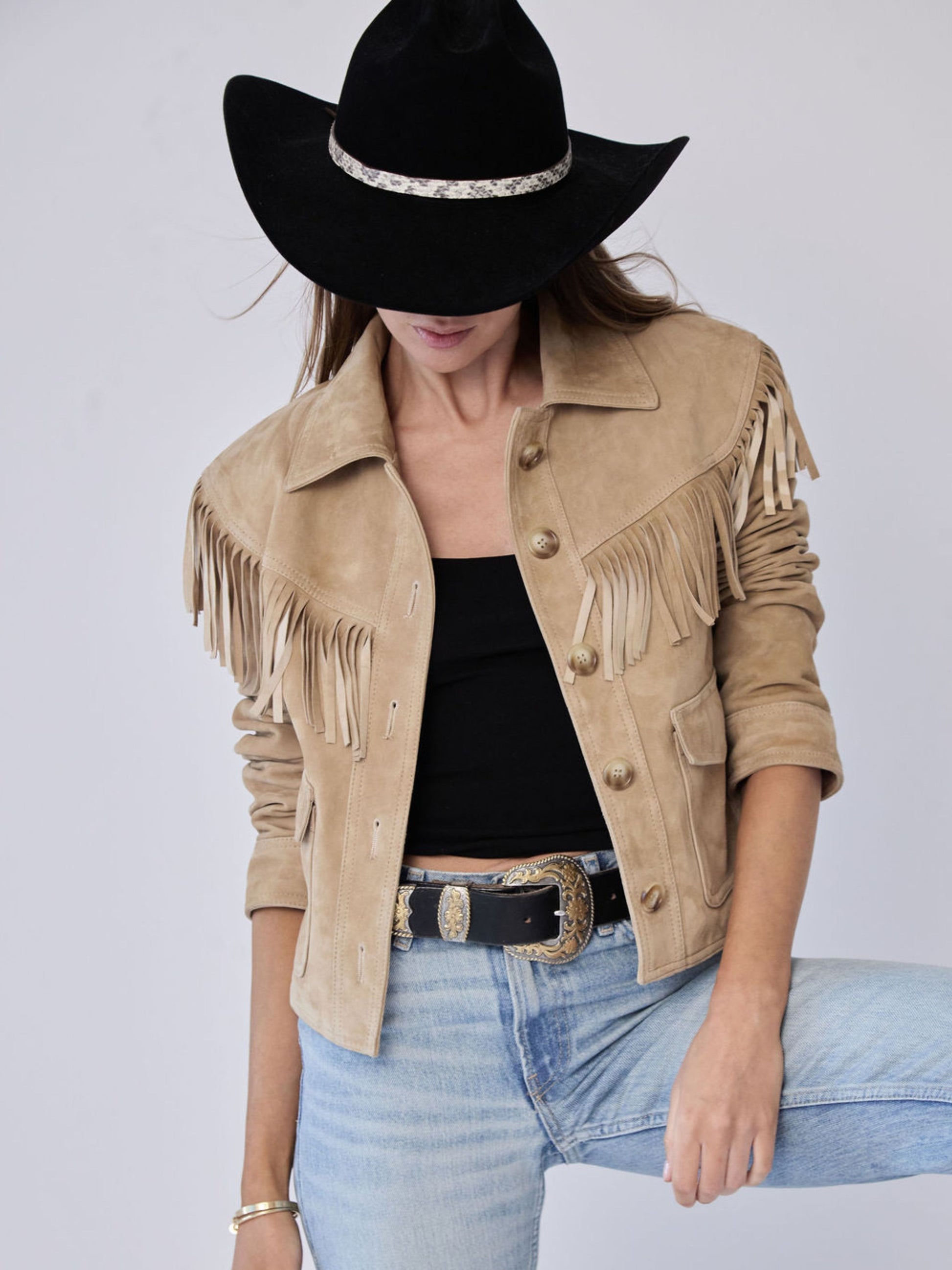 The Delilah Suede Jacket Beige