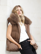 Dark Slate Gray The Freja Puffer Jacket and Vest Brown freja-puffer-jacket-and-vest-brown Coat S,M,L L.Cuppini