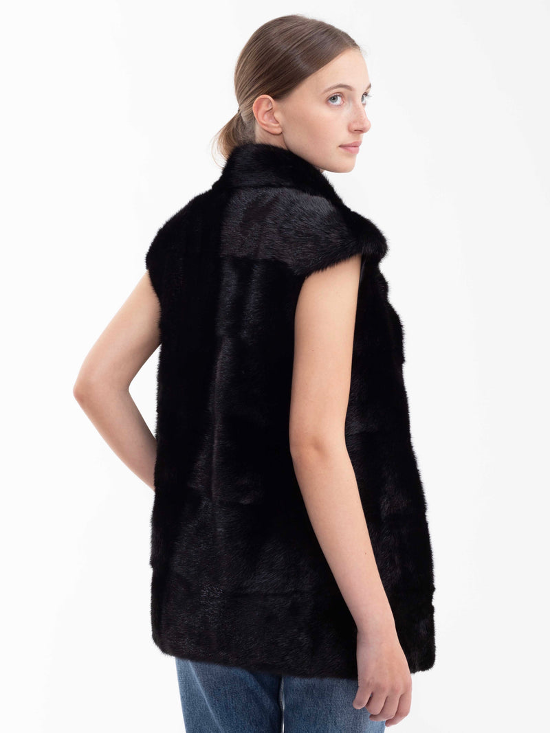 Black Alice Gilet Black alice-mink-gilet-black Coat S / Black,M / Black,L / Black,Custom Made / Black L.Cuppini