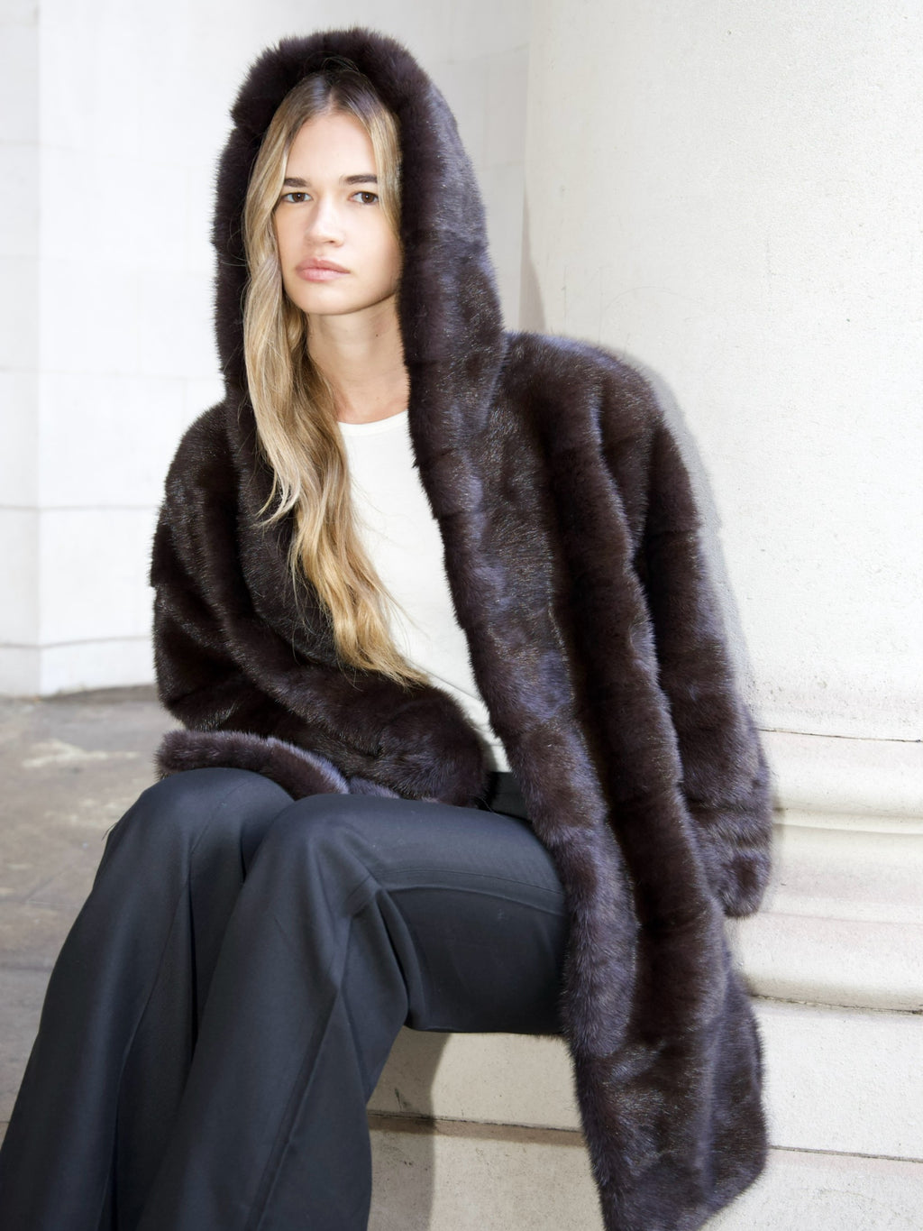 Dark Slate Gray The Hooded Jona Coat Taupe Brown hooded-jona-coat-brown Coat XS,S,M,L,XL L.Cuppini