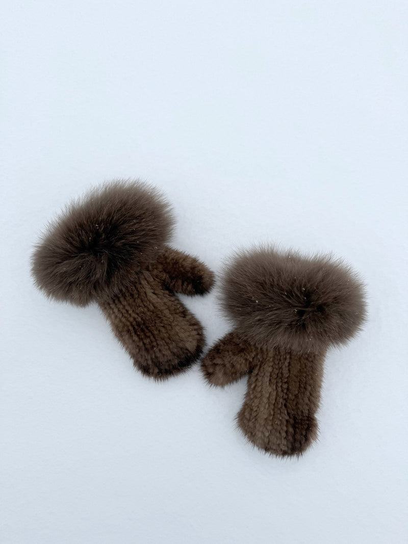 Dark Slate Gray Knitted Mittens Brown knitted-mittens-brown Mittens / Brown L.Cuppini