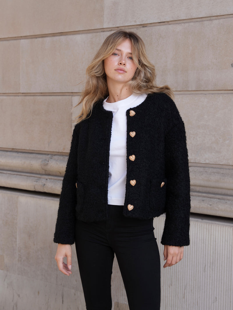 Rosy Brown Christie Wool Jacket christie-wool-jacket Coat XS-S / black,M-L / black L.Cuppini