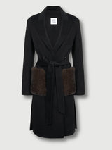 Beige The Sara Coat Black new-coat-long-pockets Coat S,M,L L.Cuppini