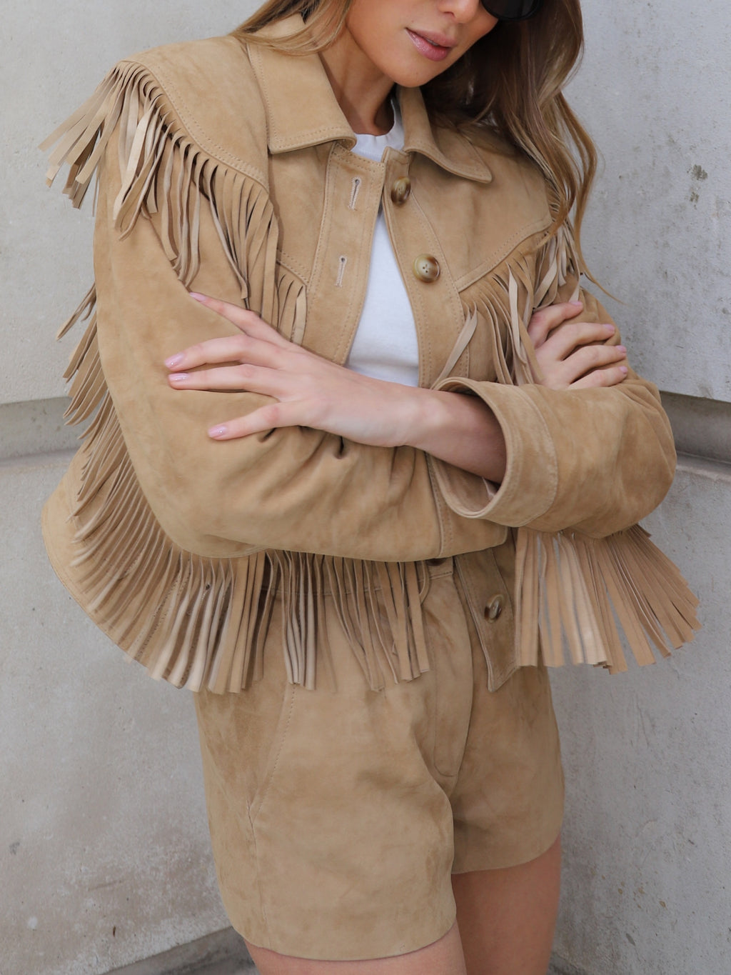 Delilah Suede Shorts Beige