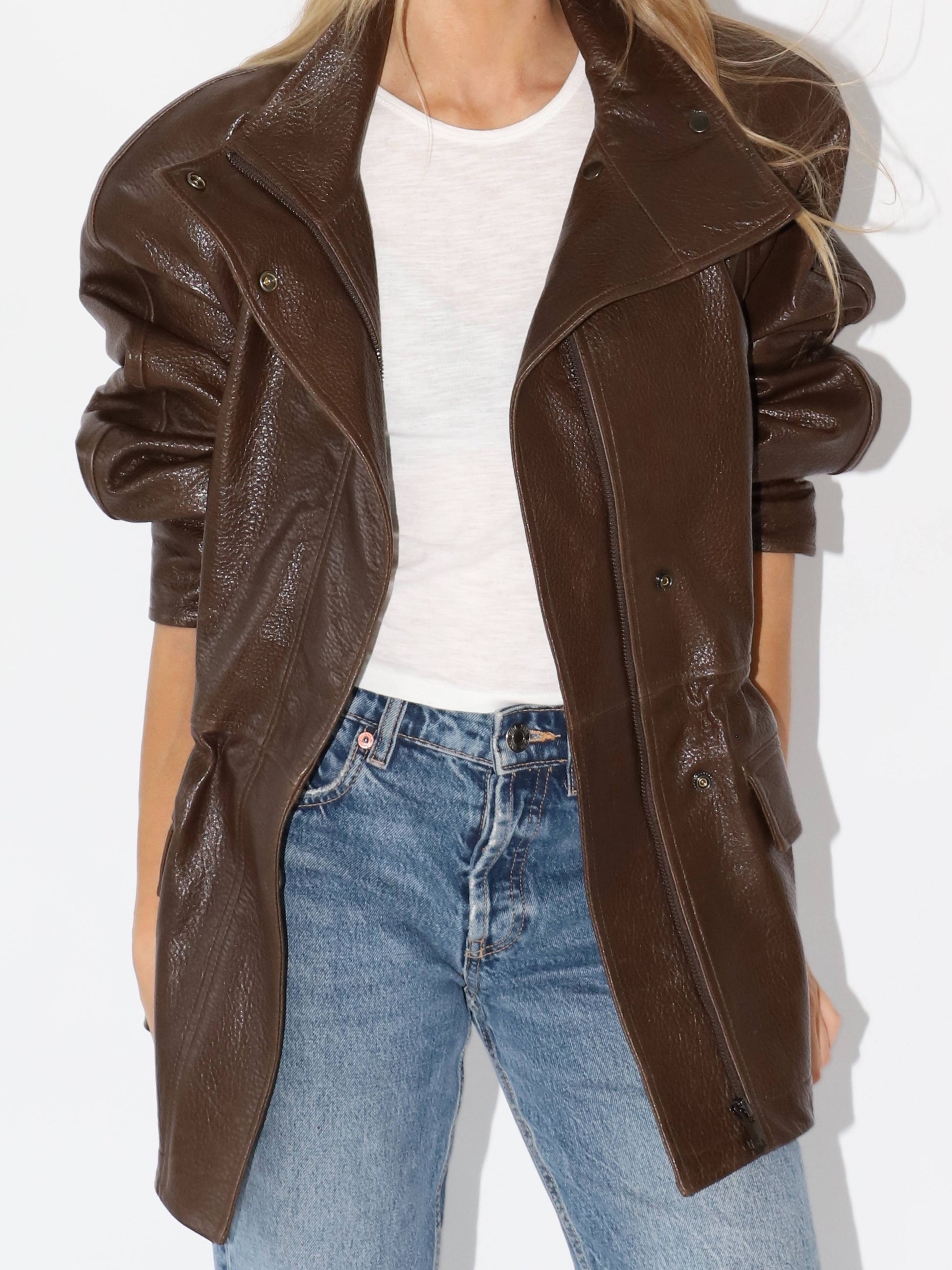 Beige The Hailey Leather Jacket Brown the-hailey-leather-jacket-brown S,M,L L.Cuppini