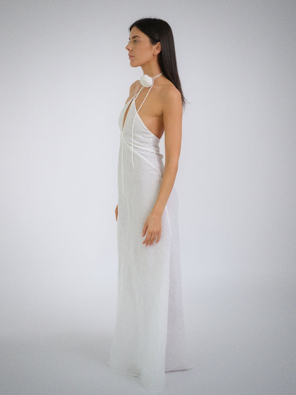 Gray Athena Linen Maxi Dress White the-athena-linen-dress Dress S / White,M / White,L / White L.Cuppini