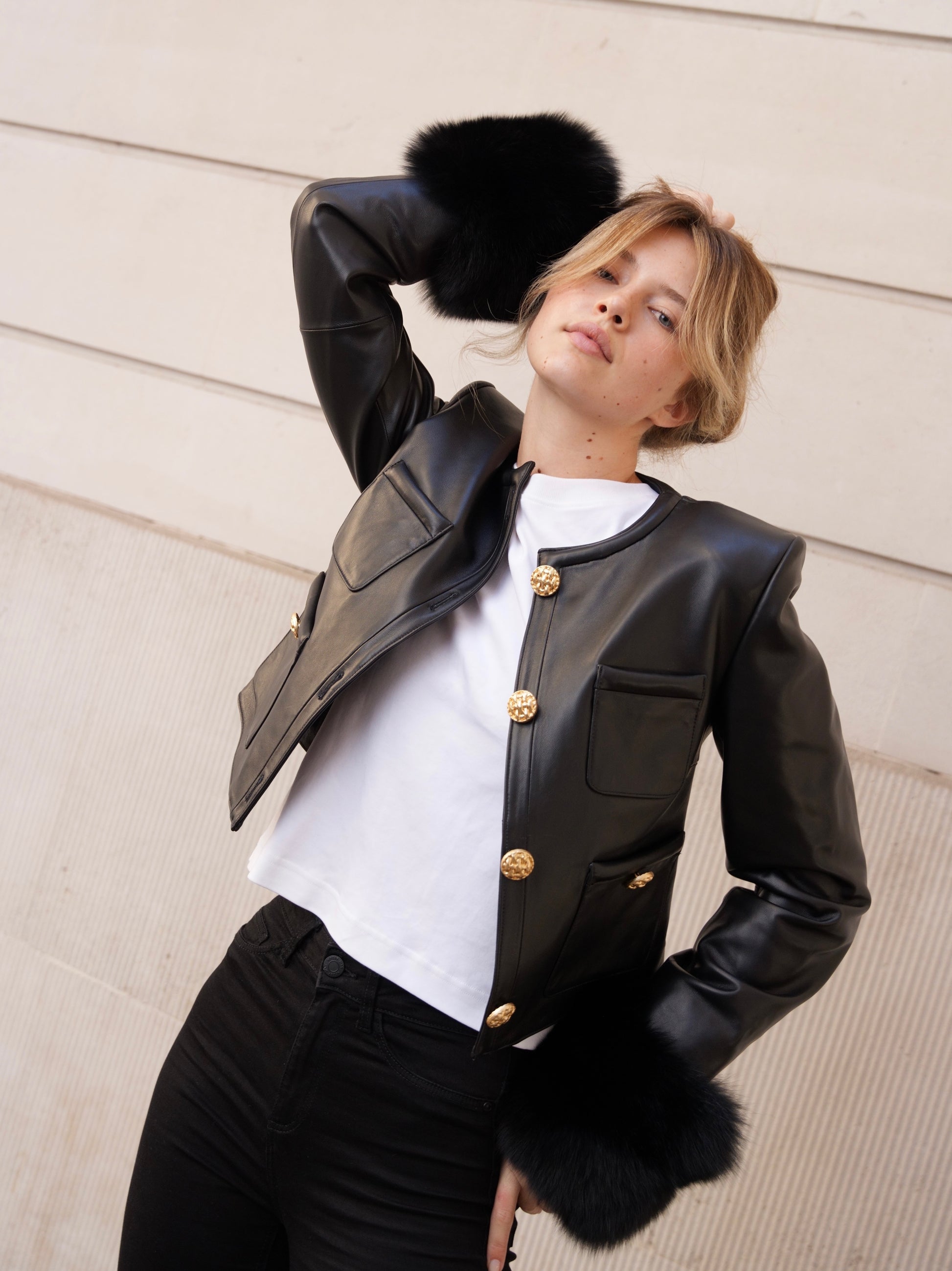 Black Jackie Leather Jacket jackie-leather-jacket XS-S,M-L L.Cuppini