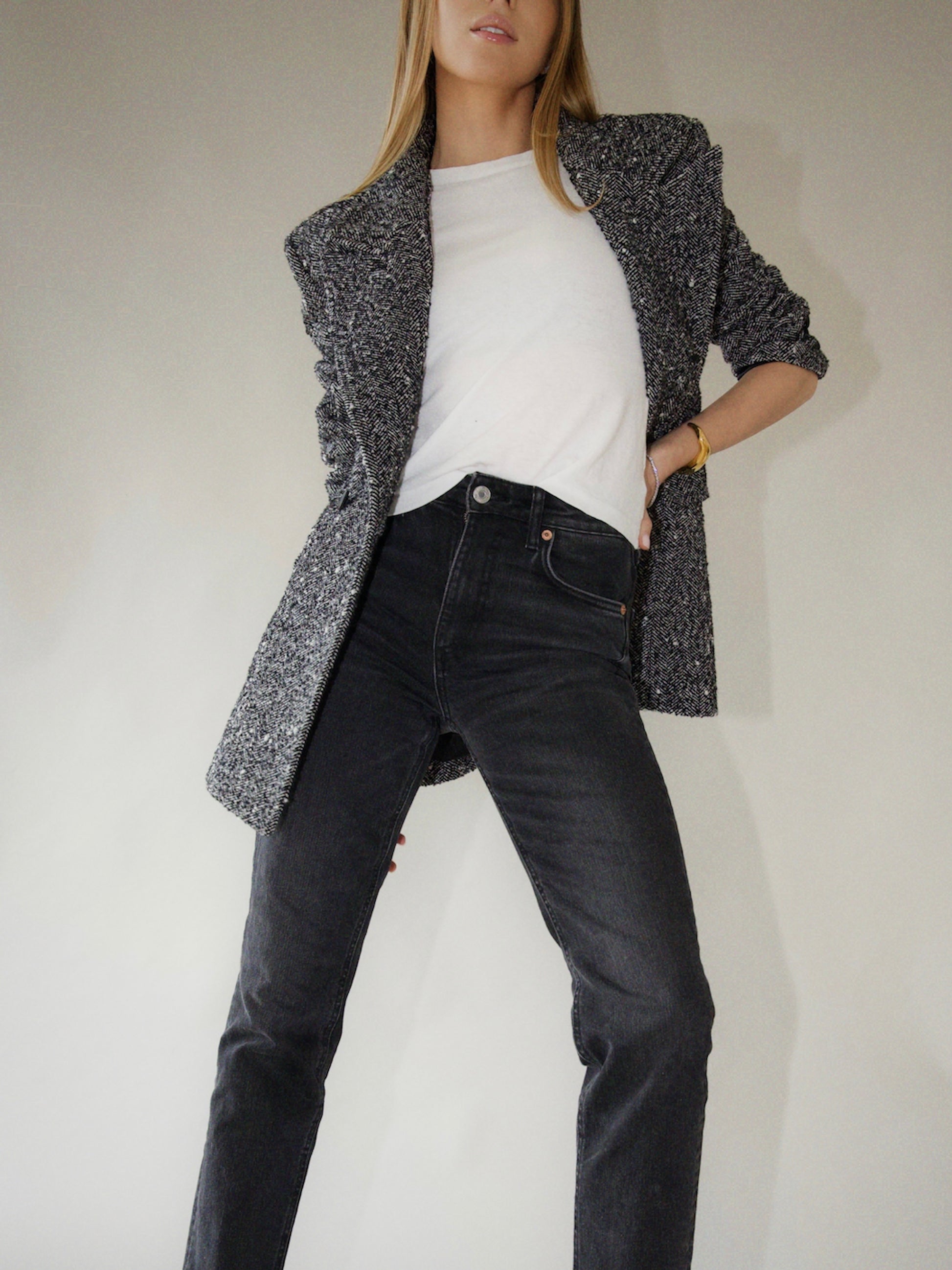 Gray Linda Wool Tweed Blazer linda-tweed-tux-blazer Coat S,M,L L.Cuppini
