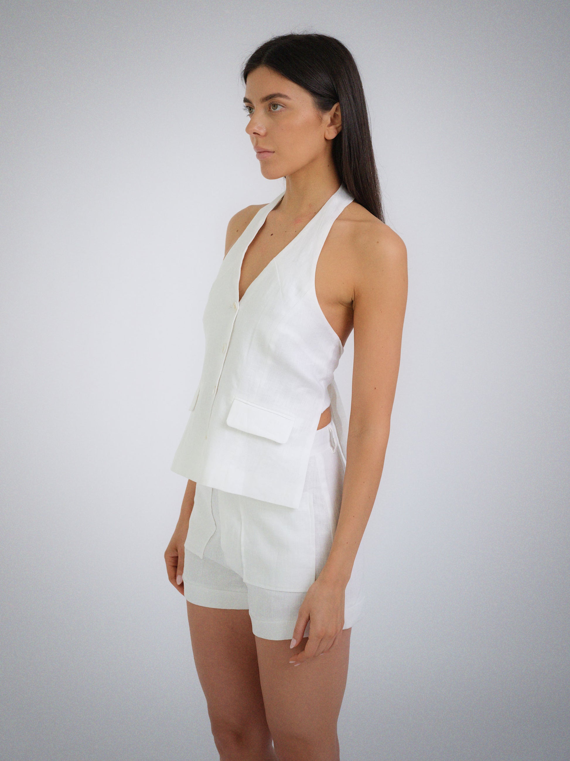 Gray Capri Linen Co-ord Set capri-linen-set Co-ord S / White,M / White,L / White L.Cuppini