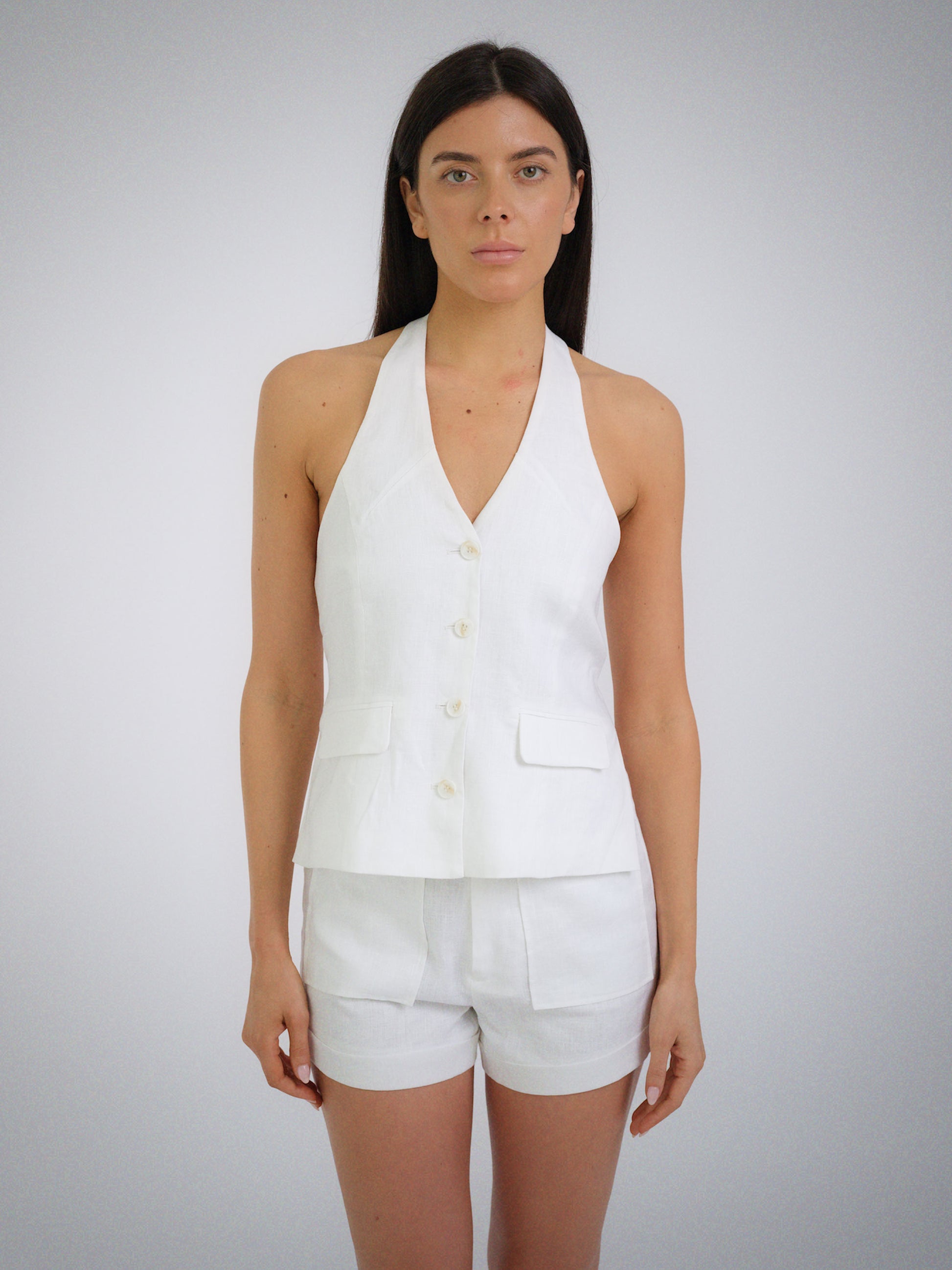 Gray Capri Linen Co-ord Set capri-linen-set Co-ord S / White,M / White,L / White L.Cuppini