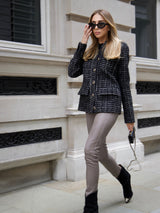 Dark Gray Colette Black Tweed Blazer coco-tweed-blazer Coat Small,Medium,Large L.Cuppini