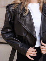 Gray Daria oversized leather jacket daria-leather-jacket-with-belt Petite/XS / Black,S / Black,M / Black,L / Black L.Cuppini