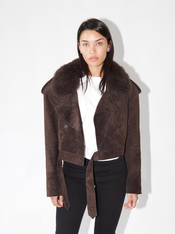 White Smoke Daria Oversized Jacket Brown Suede daria-oversized-leather-jacket-suede XS,S,M,L L.Cuppini