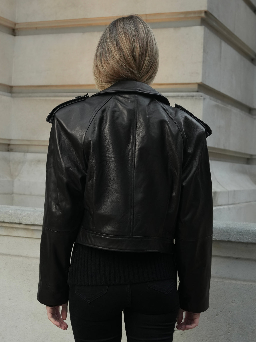 Dark Gray Daria oversized leather jacket daria-leather-jacket-with-belt XS,S,M,L L.Cuppini