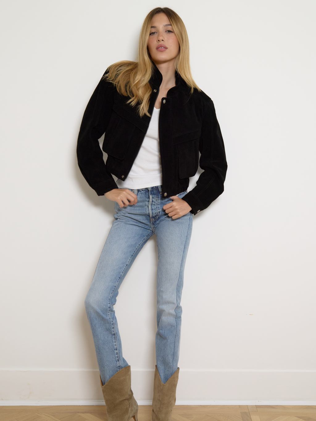 The Becky Suede Jacket Black x Amelia Liana