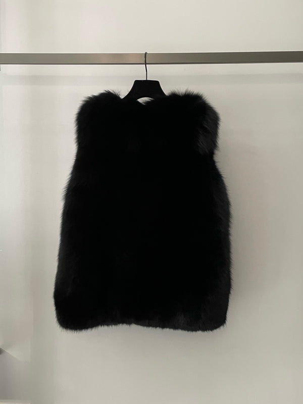 Gray Black Fox Fur Sample Gilet anouska-coat-black-copy Coat S / Black L.Cuppini