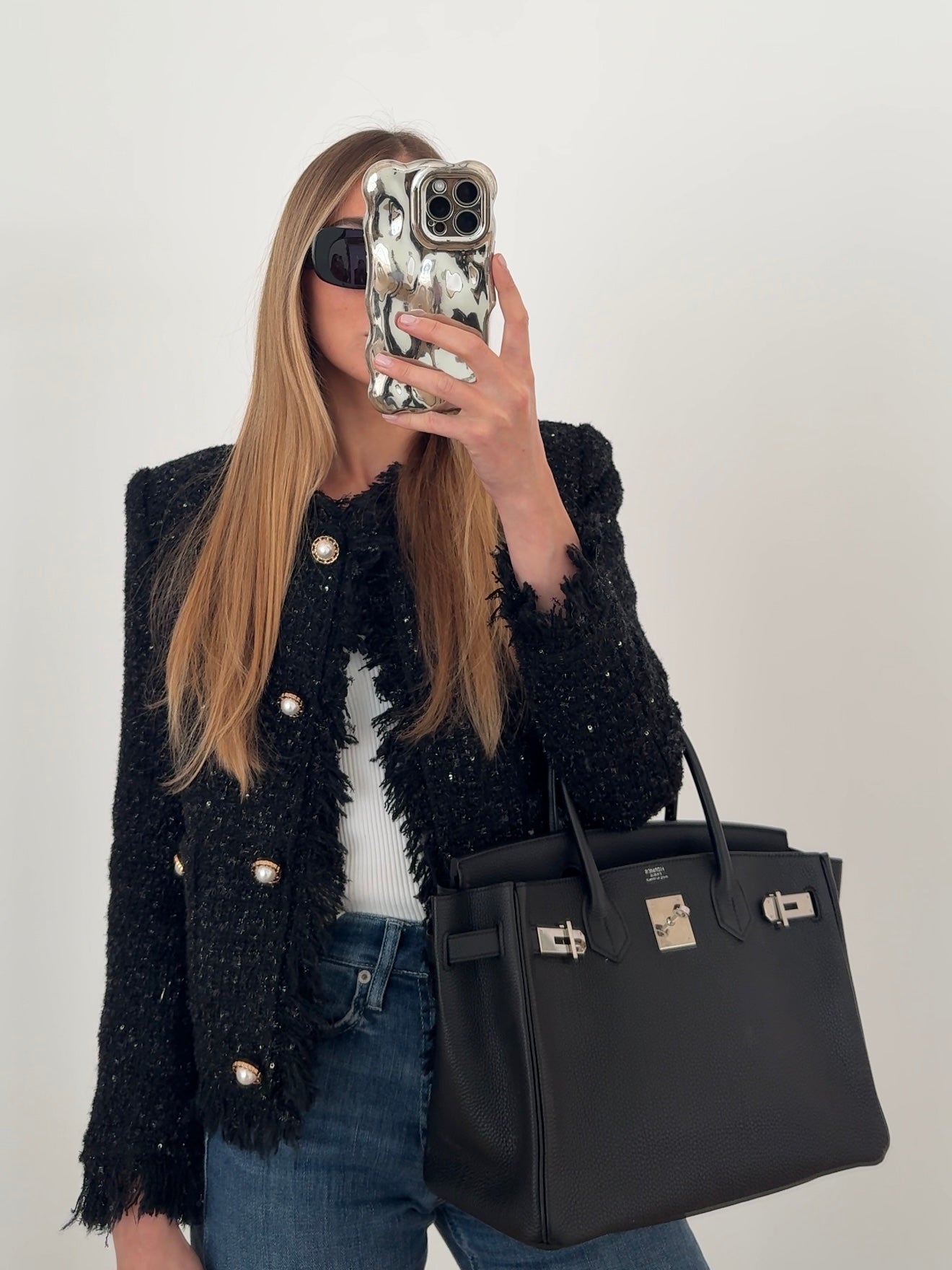 Light Gray Sonja Tweed Blazer Black sonja-tweed-blazer Coat S,M,L L.Cuppini