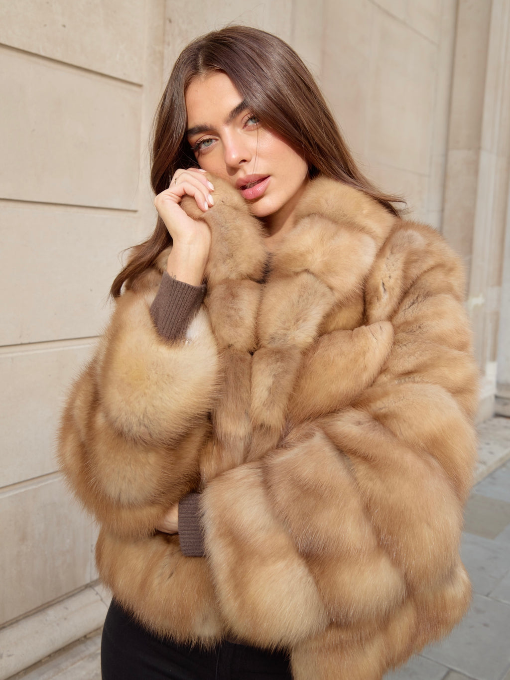 Rosy Brown Sable Coat Light Brown sable-coat-light-brown Coat Bespoke sizing,Extra Small,Small,Medium,Large,Extra Large L.Cuppini