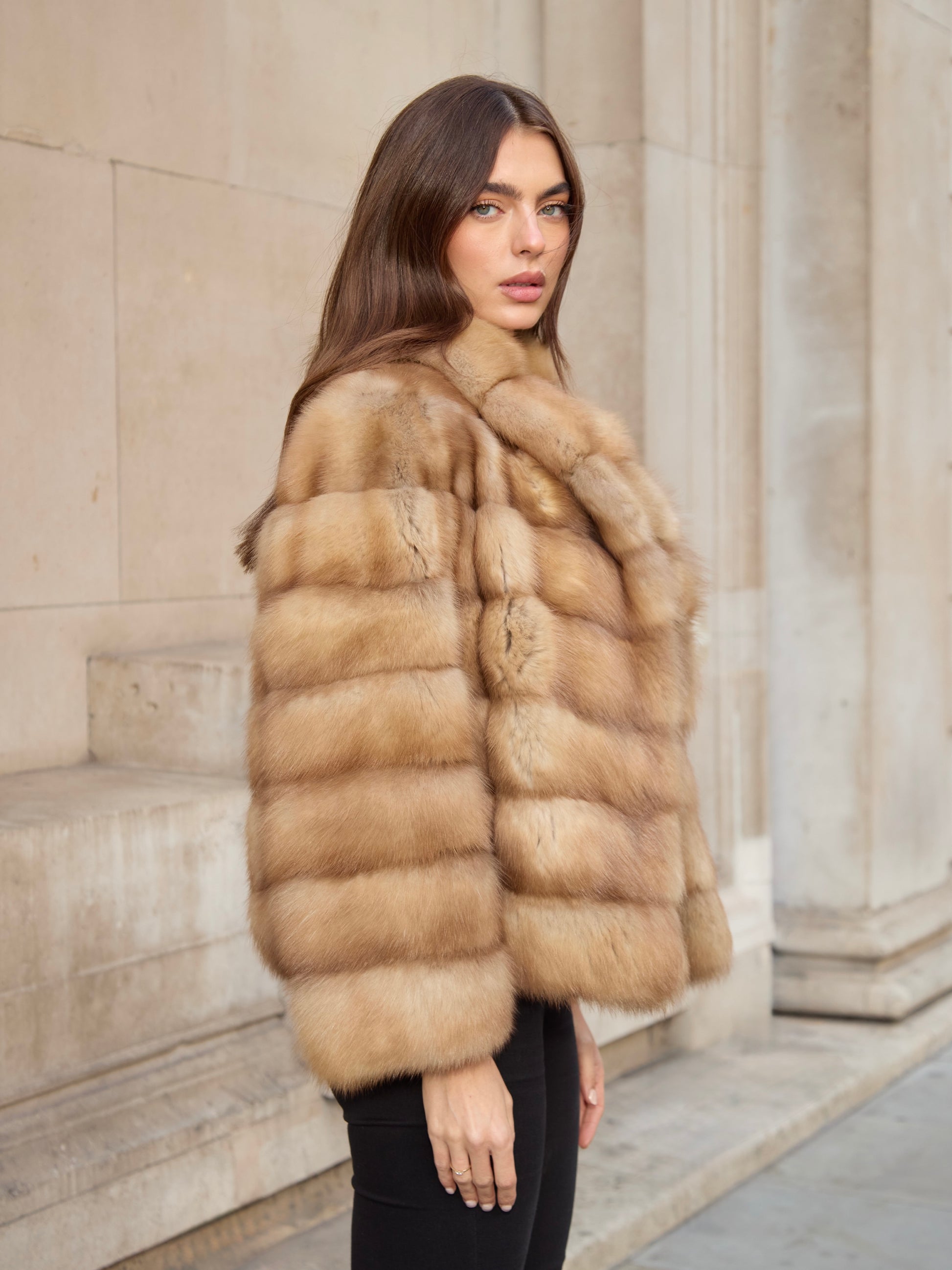 Tan Sable Coat Light Brown sable-coat-light-brown Coat Bespoke sizing,Extra Small,Small,Medium,Large,Extra Large L.Cuppini