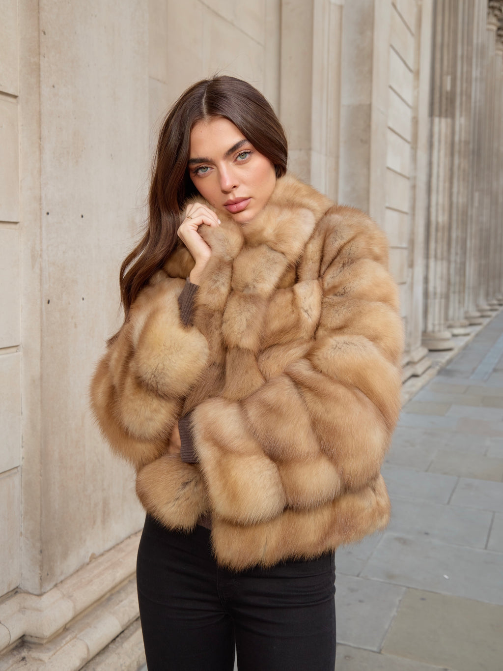 Rosy Brown Sable Coat Light Brown sable-coat-light-brown Coat Bespoke sizing,Extra Small,Small,Medium,Large,Extra Large L.Cuppini