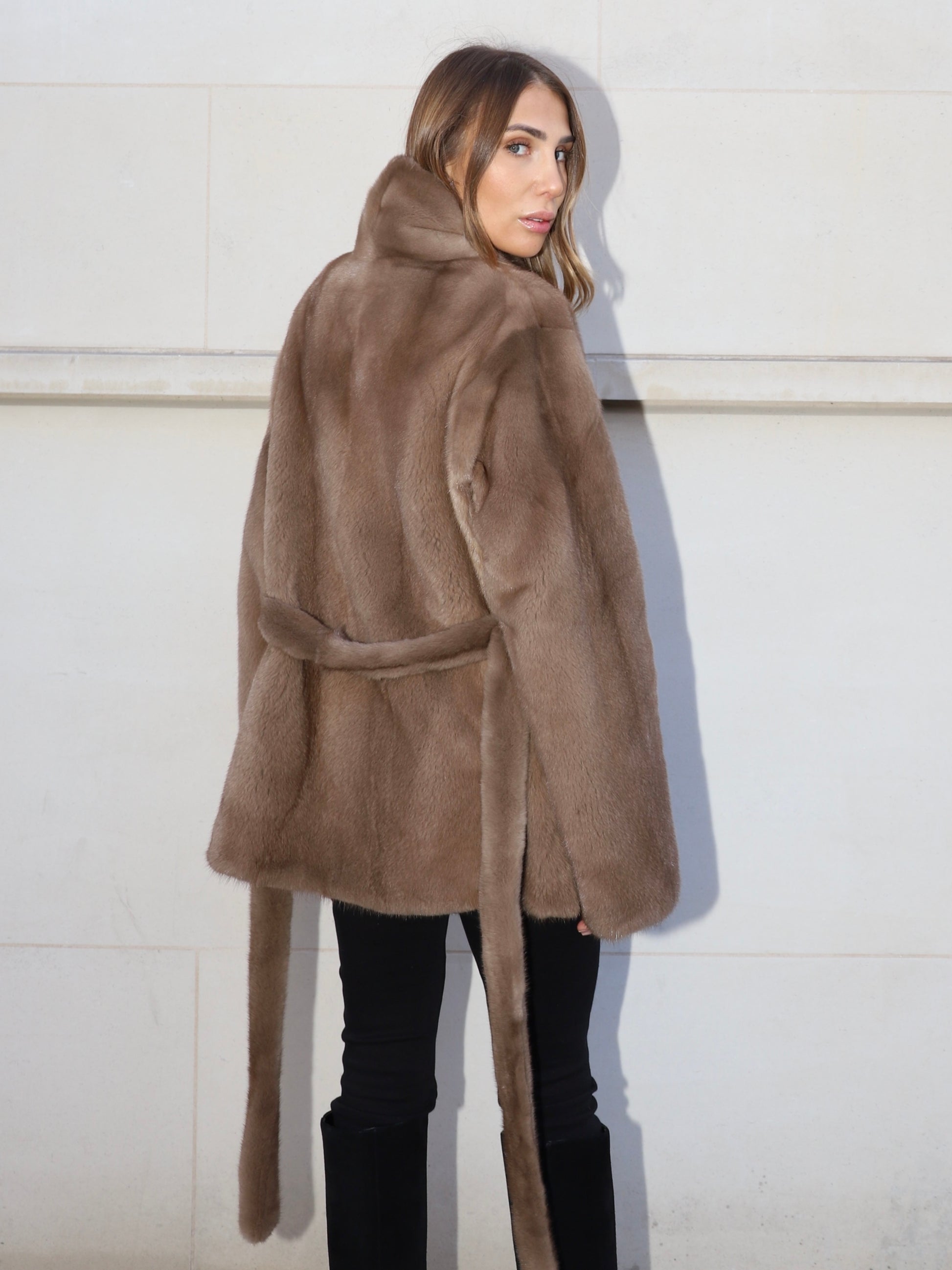 Light Gray Natalia Jacket Pastel Brown Belted natalia-jacket-pastel-brown-belted Coat XS,S,M,L,XL L.Cuppini