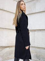 Black The Sara Coat Black new-coat-long-pockets Coat S,M,L L.Cuppini