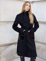 Gray The Sara Coat Black new-coat-long-pockets Coat S,M,L L.Cuppini