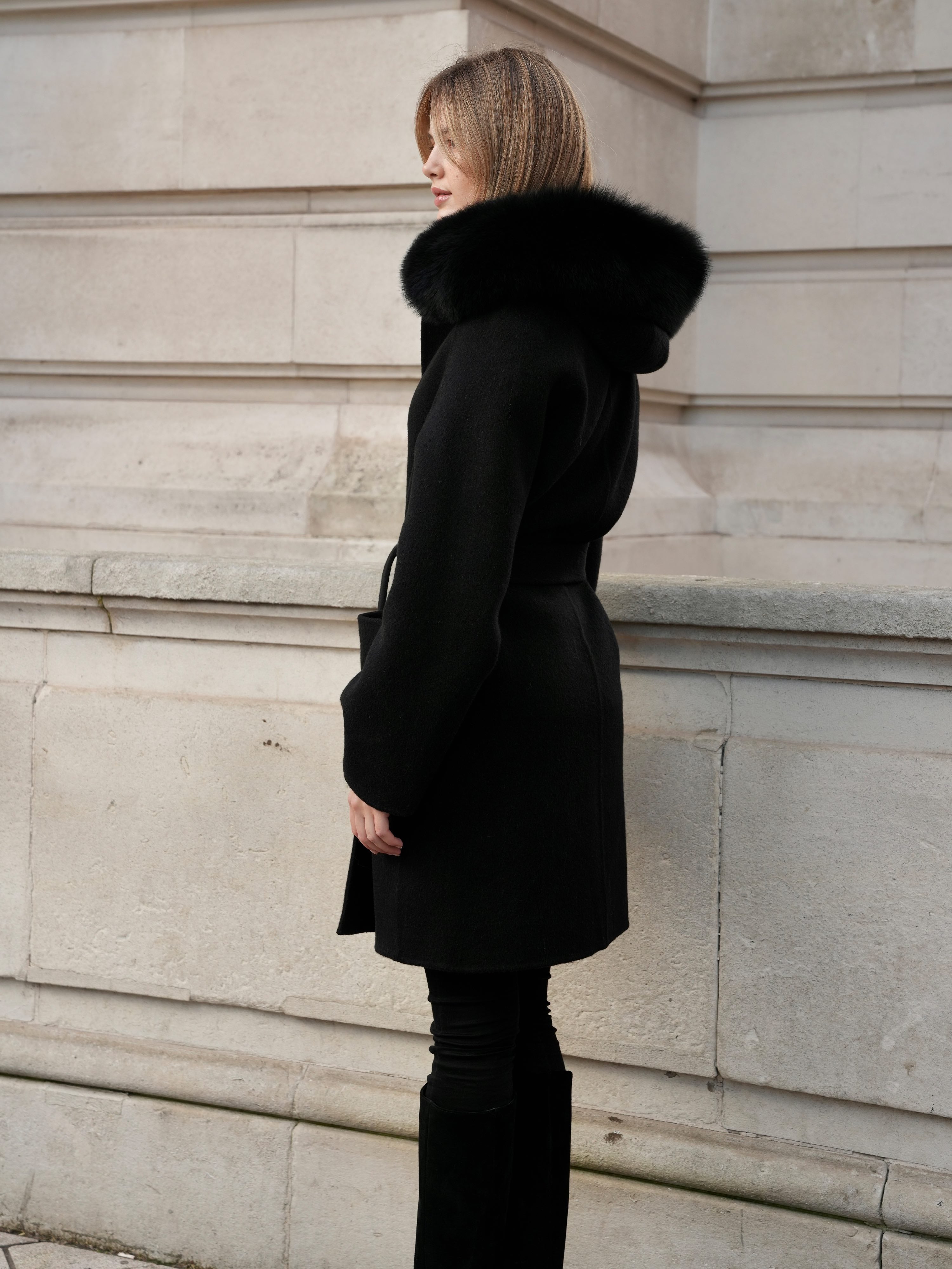 ジャケット・アウター L'AUBEBLANC Cape collar Narrow line coat Walance New Coat – secondfemale.com