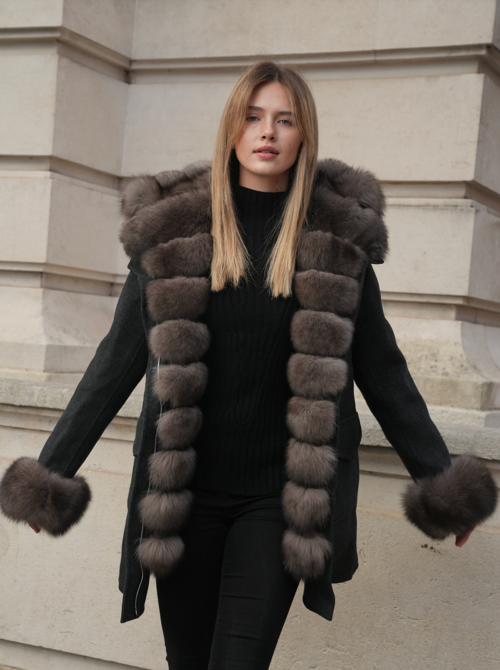 Rosy Brown Aspen Reversible Parka & Vest Dark Grey aspen-reversible-parka-vest-dark-grey Coat Petite/XS,S,M,L L.Cuppini