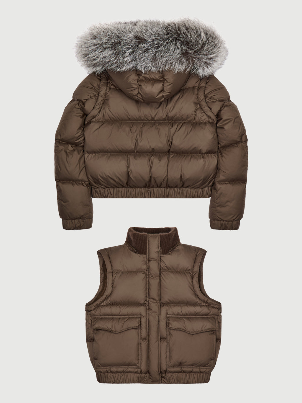 The Megeve Puffer Jacket and Vest Brown
