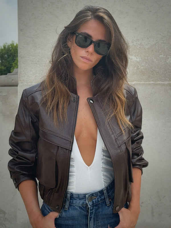 Dim Gray The Becky Jacket Brown becky-leather-jacket S,M,L L.Cuppini