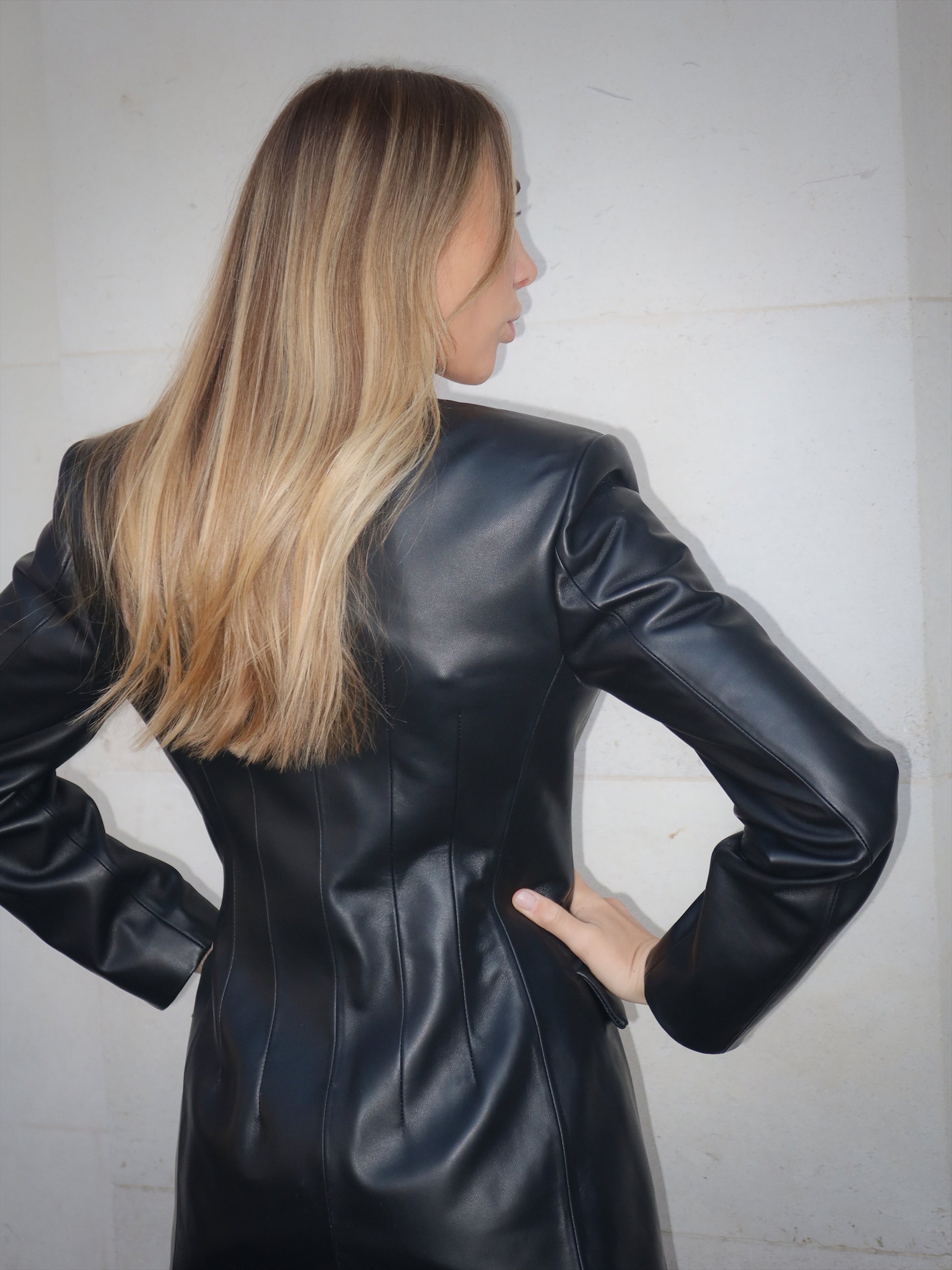 Dark Gray Ramona Leather Dress Jacket the-ramona-leather-jacket Coat S,M,L L.Cuppini