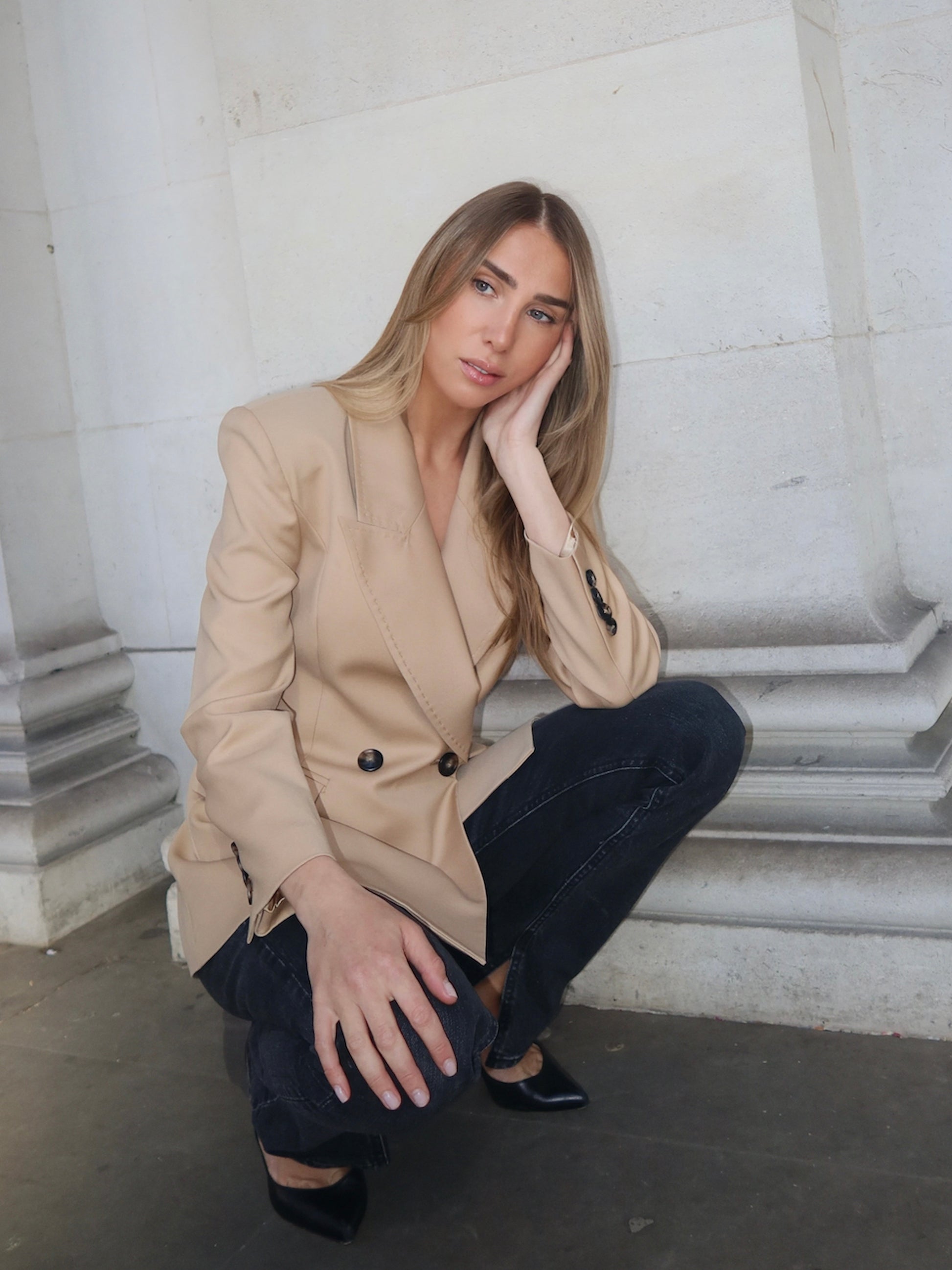 Dark Gray Linda Tux Blazer Beige linda-tux-blazer-beige Coat S,M,L L.Cuppini