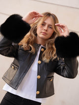 Black Jackie Leather Jacket jackie-leather-jacket XS-S (LOW IN STOCK) / black,M-L / black L.Cuppini