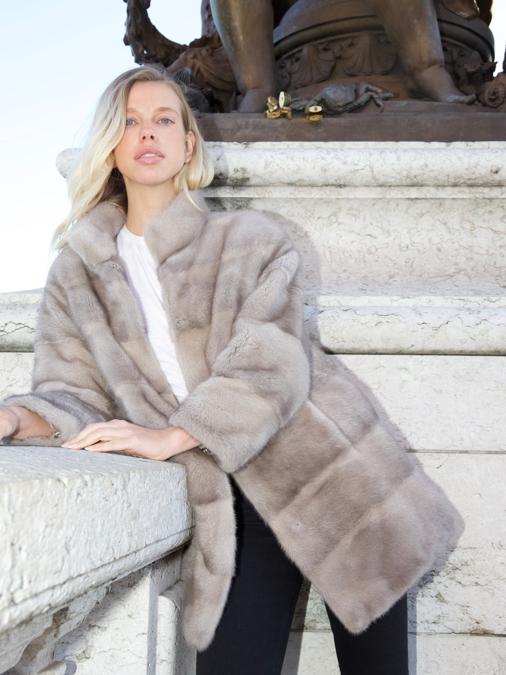 L.CUPPINI grey mink coat styled as a luxury winter outerwear piece