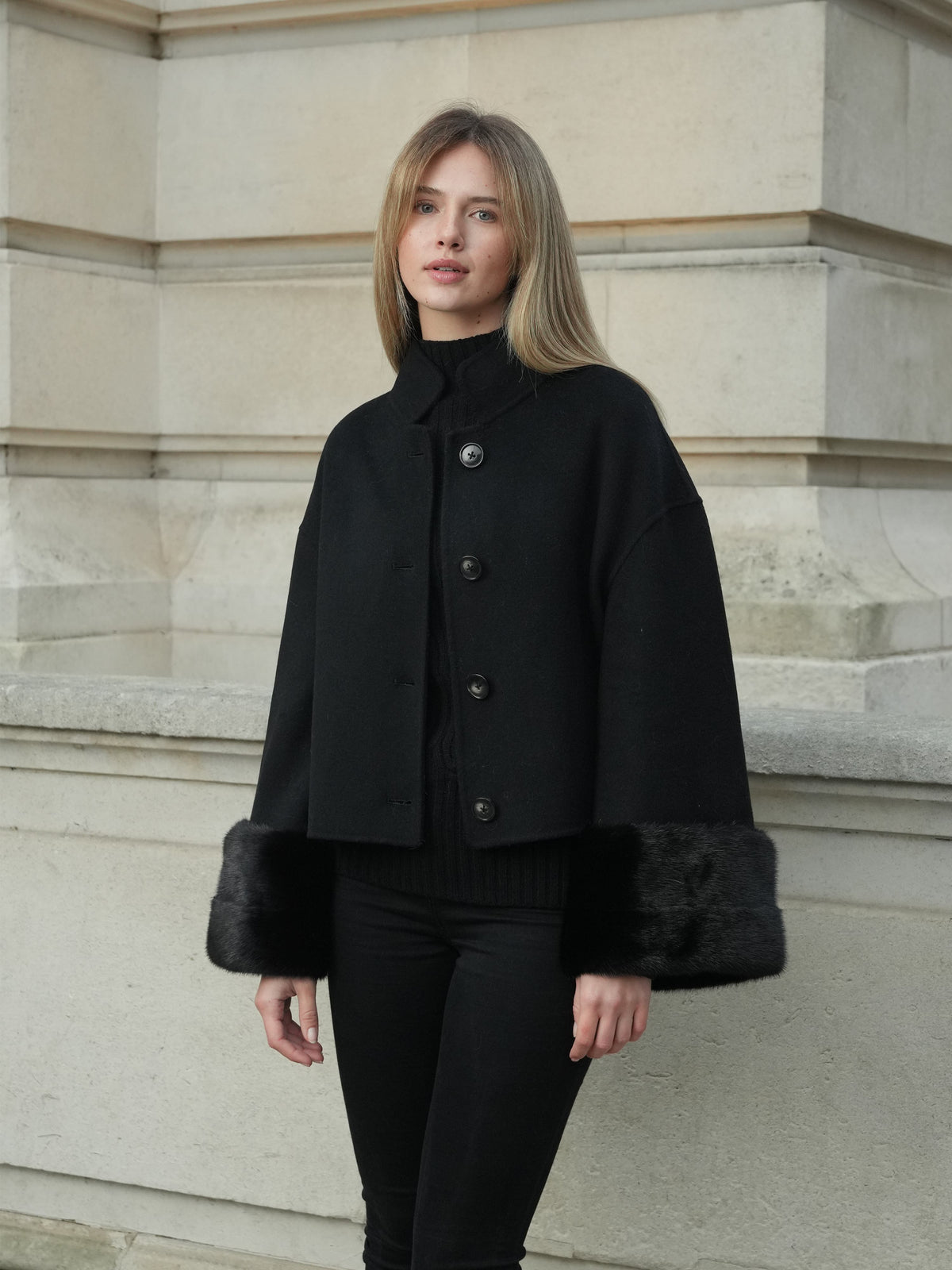 さ*ゆ様 laubeblanc Cape collar Narrow line Cape collar Narrow line coat – L'AUBE BLANC