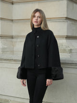 Dark Gray Neda Cashmere Jacket mink-cuff-jacket Coat XS-S / Black,M-L / Black L.Cuppini