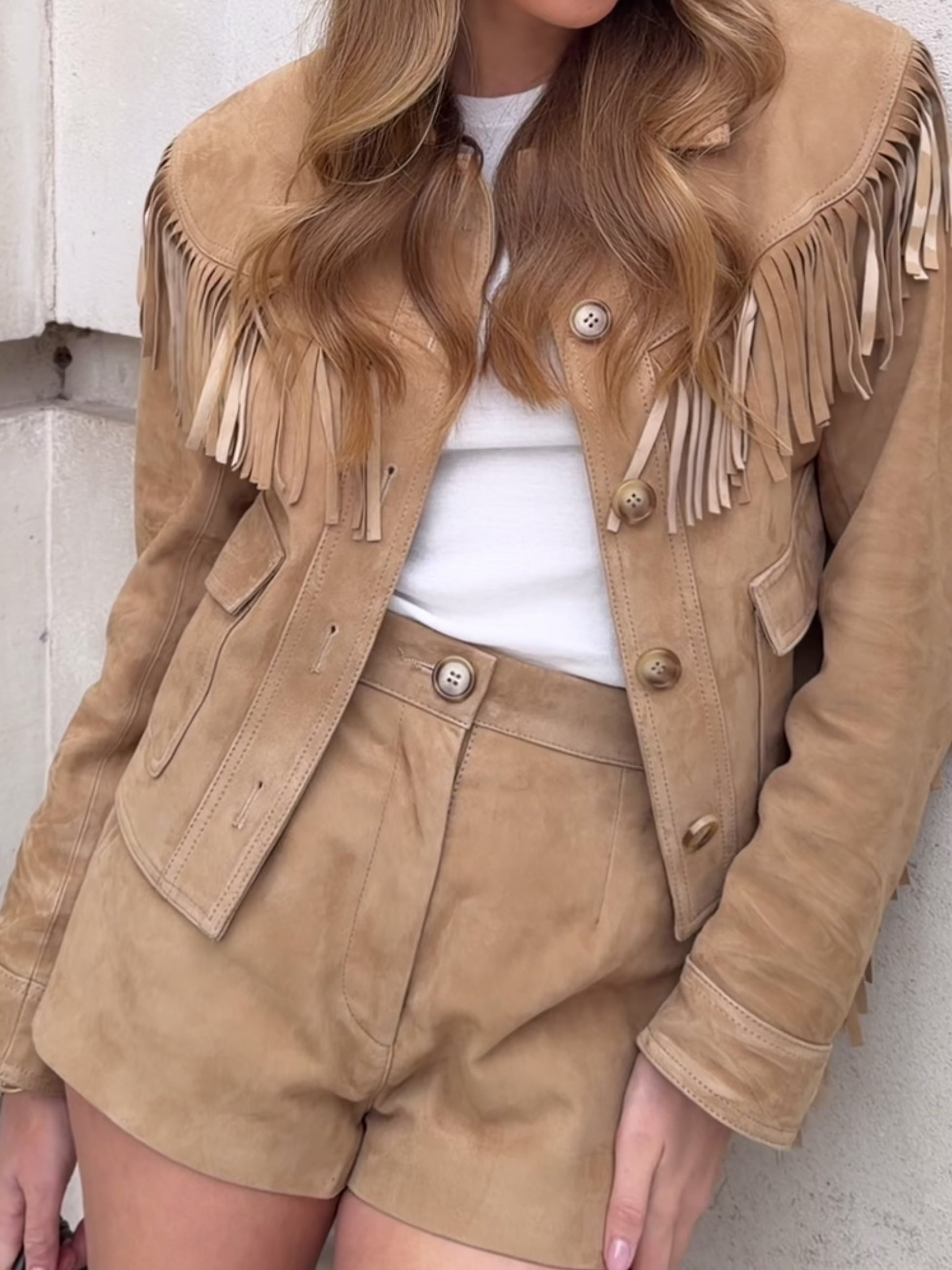 Delilah Suede Shorts Beige